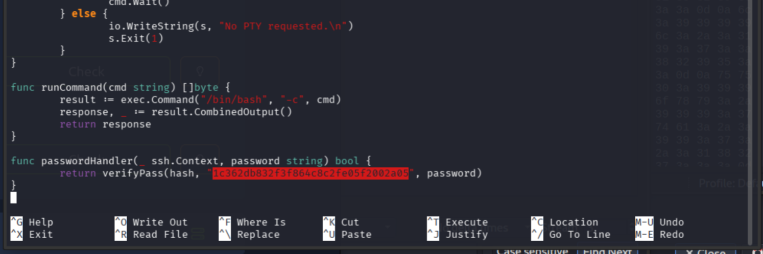 main.go showing the hardcoded salt value
